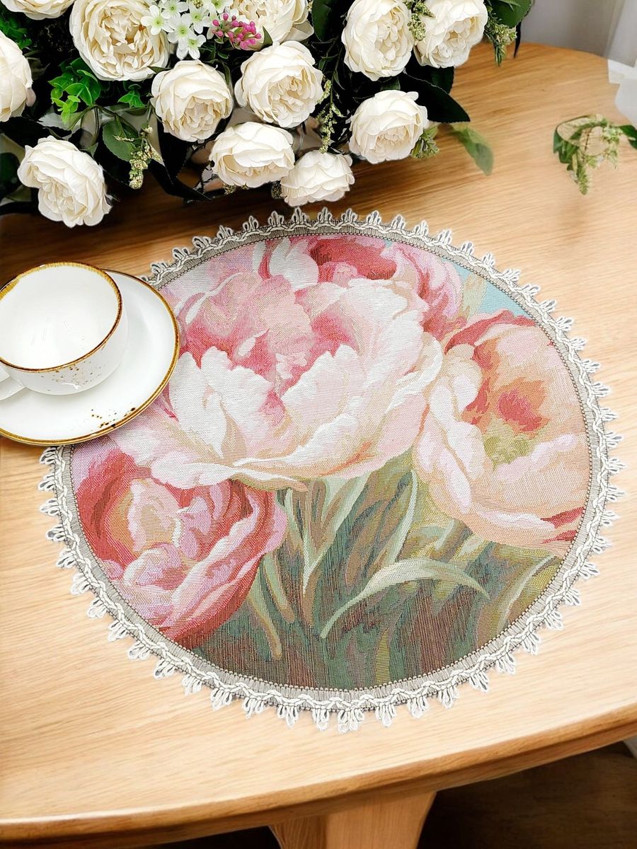 Английский сад Тюльпаны голубой Салфетка круг д42 см 2517732