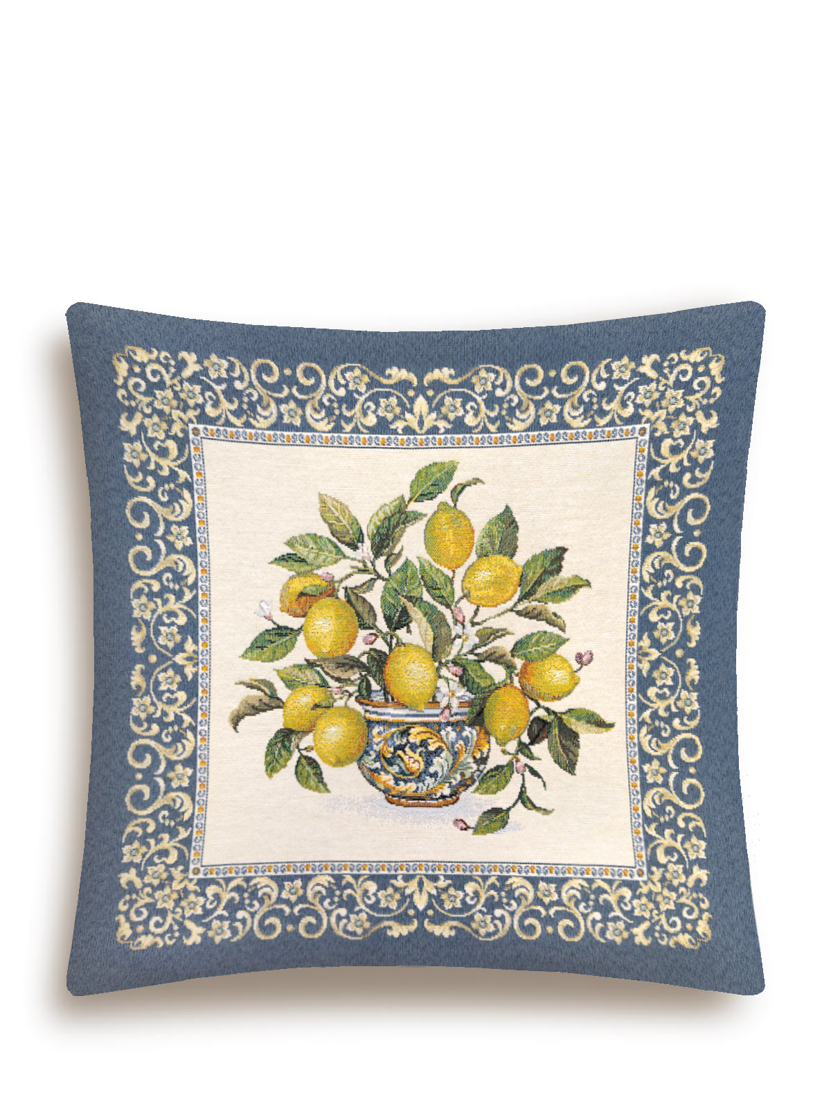 Лимоны в вазе синий бордюр Наволочка 45х45 см 2101384