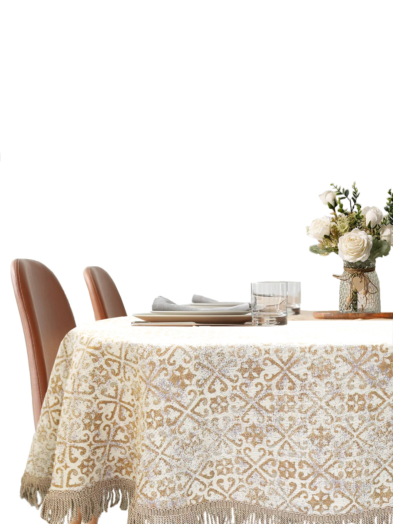 Классика беж Скатерть круг д140 см б/л н/р 2517101 New бахрома