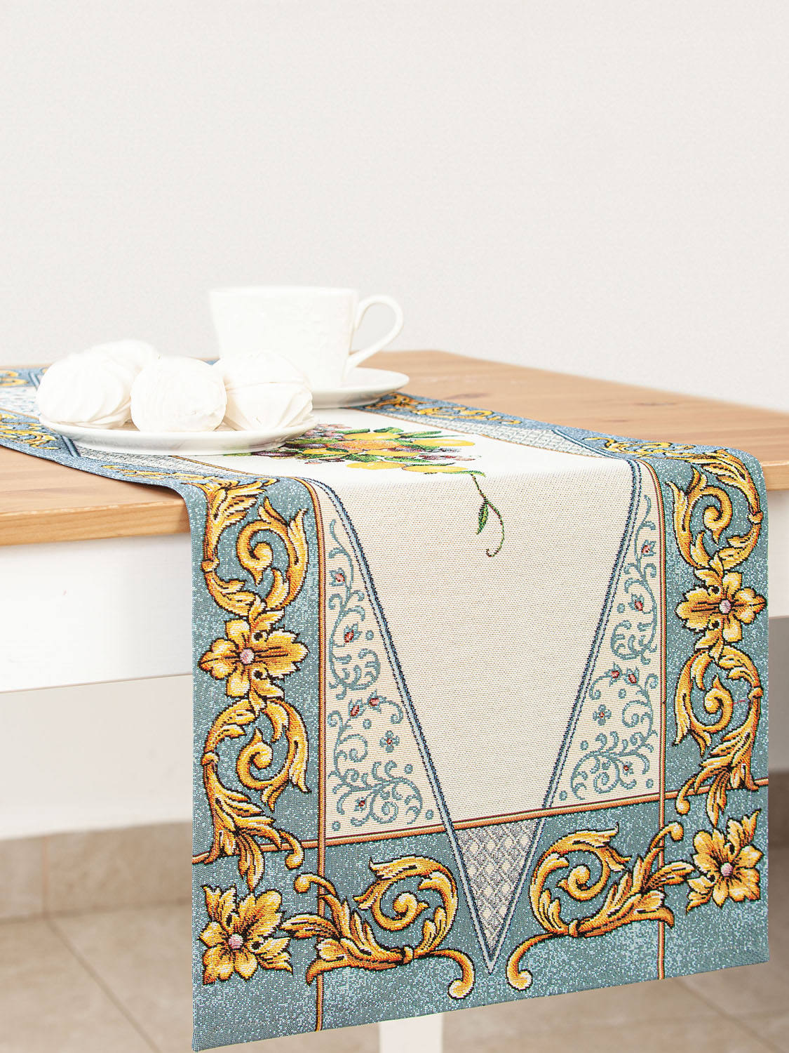 Фруктовое ассорти голубой бордюр Салфетка 40х100 см 2101398