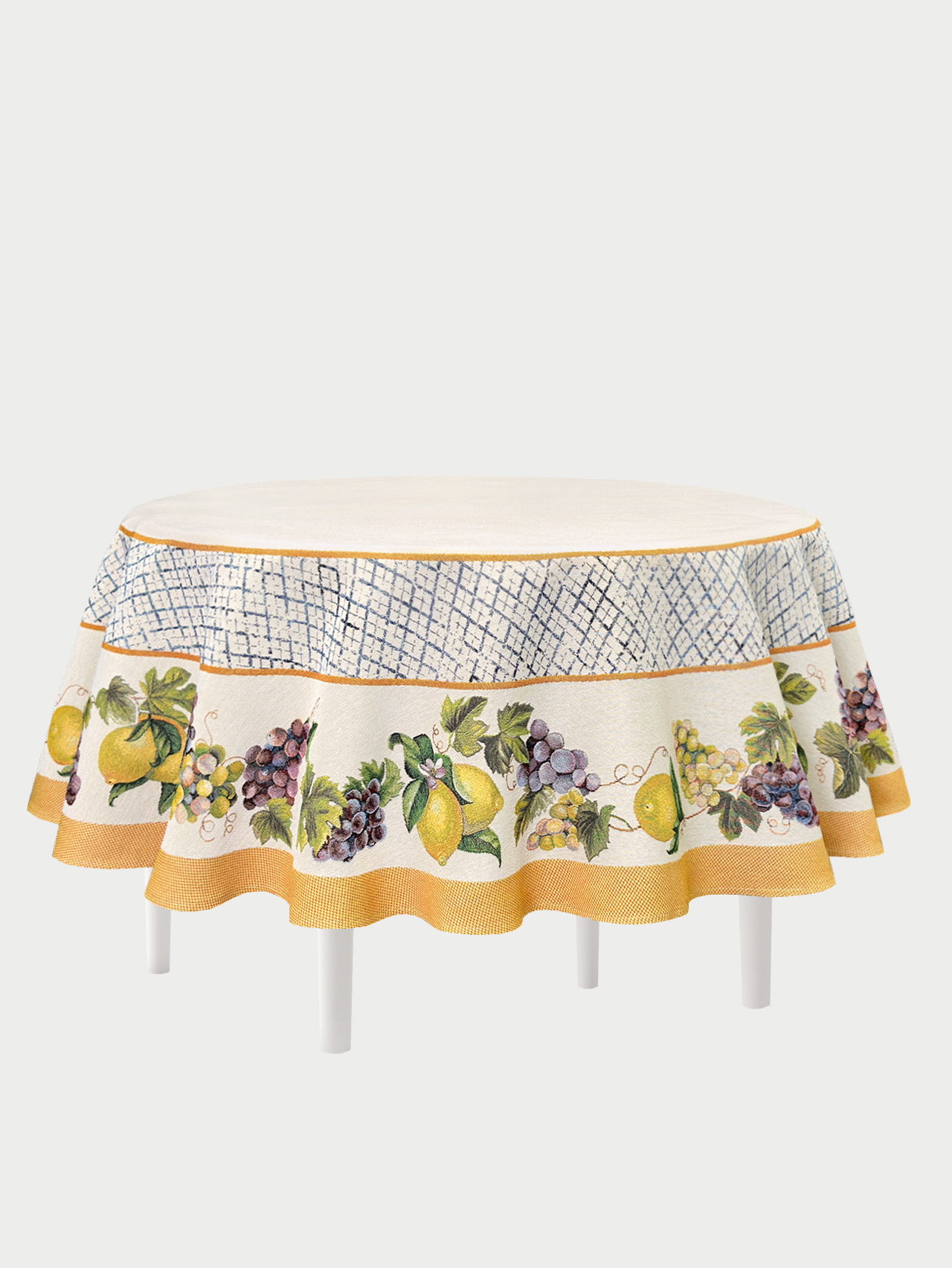 Жюра Виноград и лимоны охра Скатерть круг д165 см 2107927