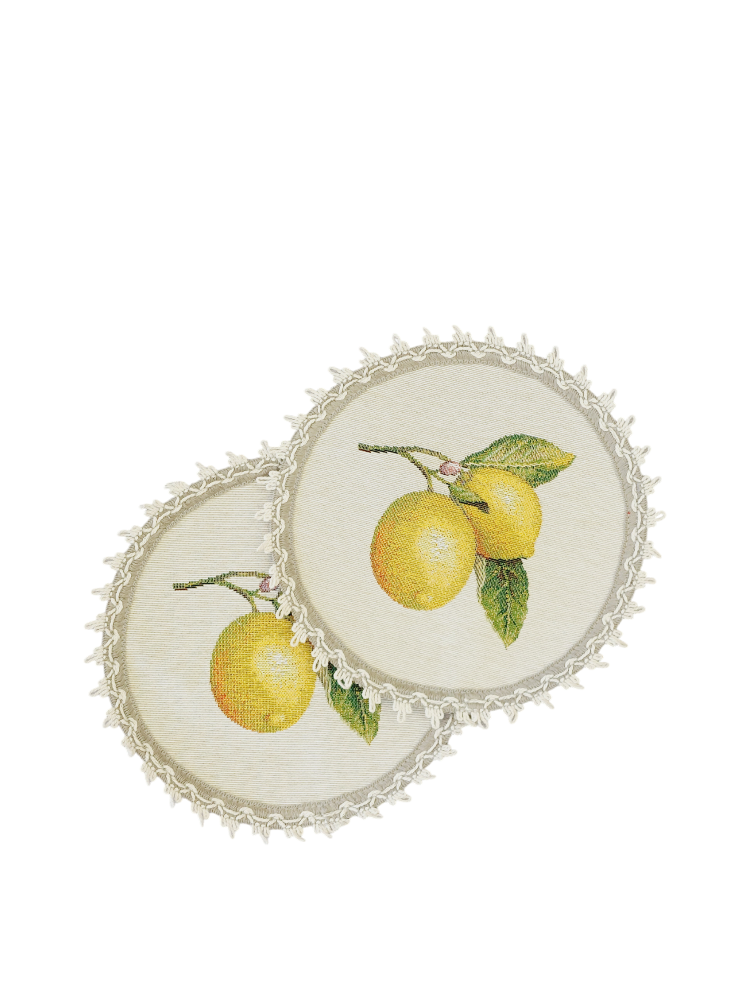Лимоны в вазе Комплект салфеток 2шт круг д24 см кружево 2108746