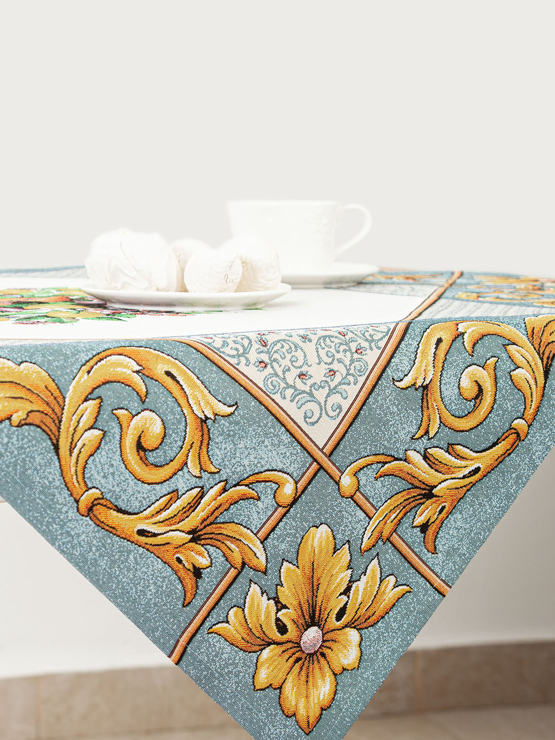 Фруктовое ассорти голубой бордюр Салфетка 100х100 см 2101397