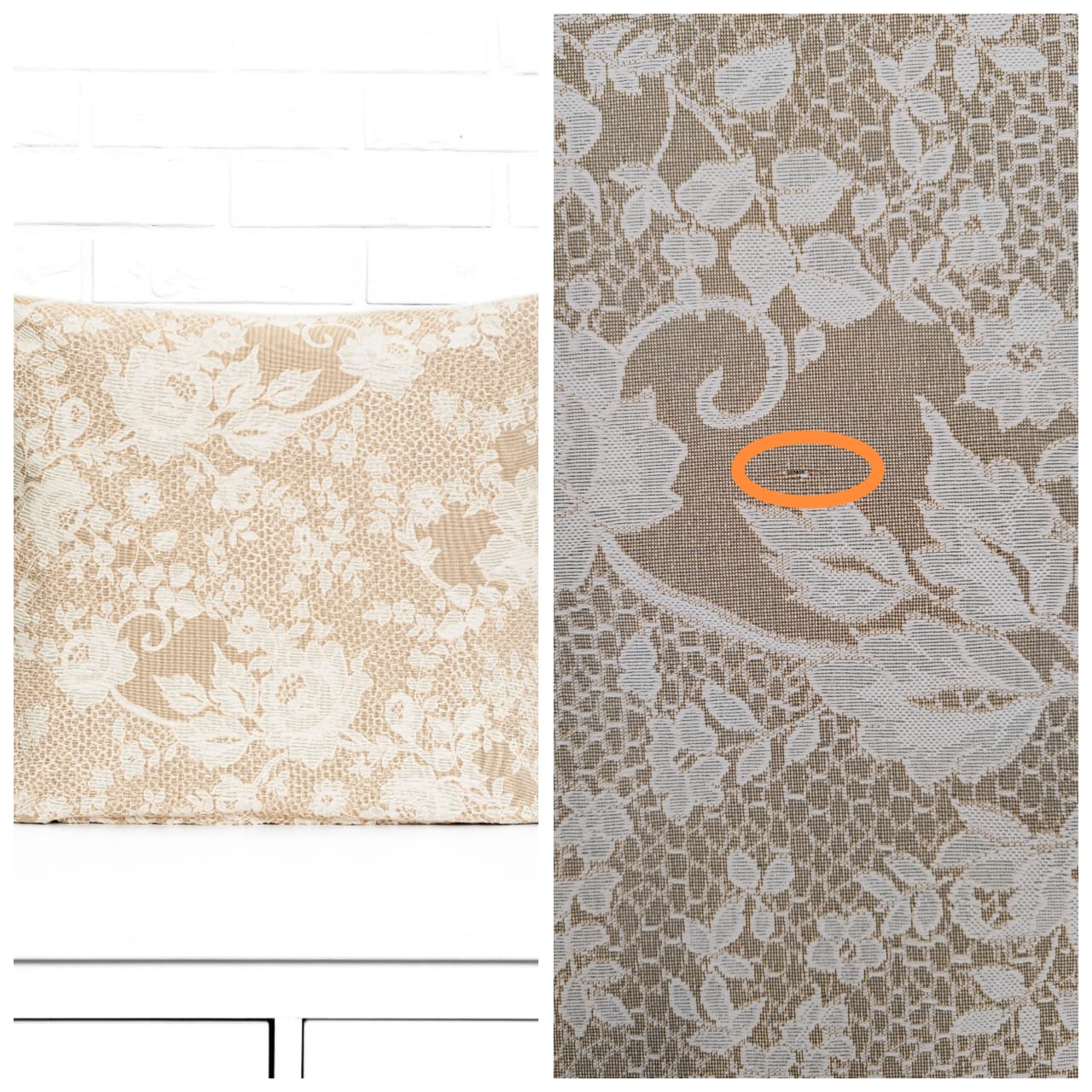 Outlet Бельгийское кружево Наволочка беж 45х45 см односторонняя 2518770