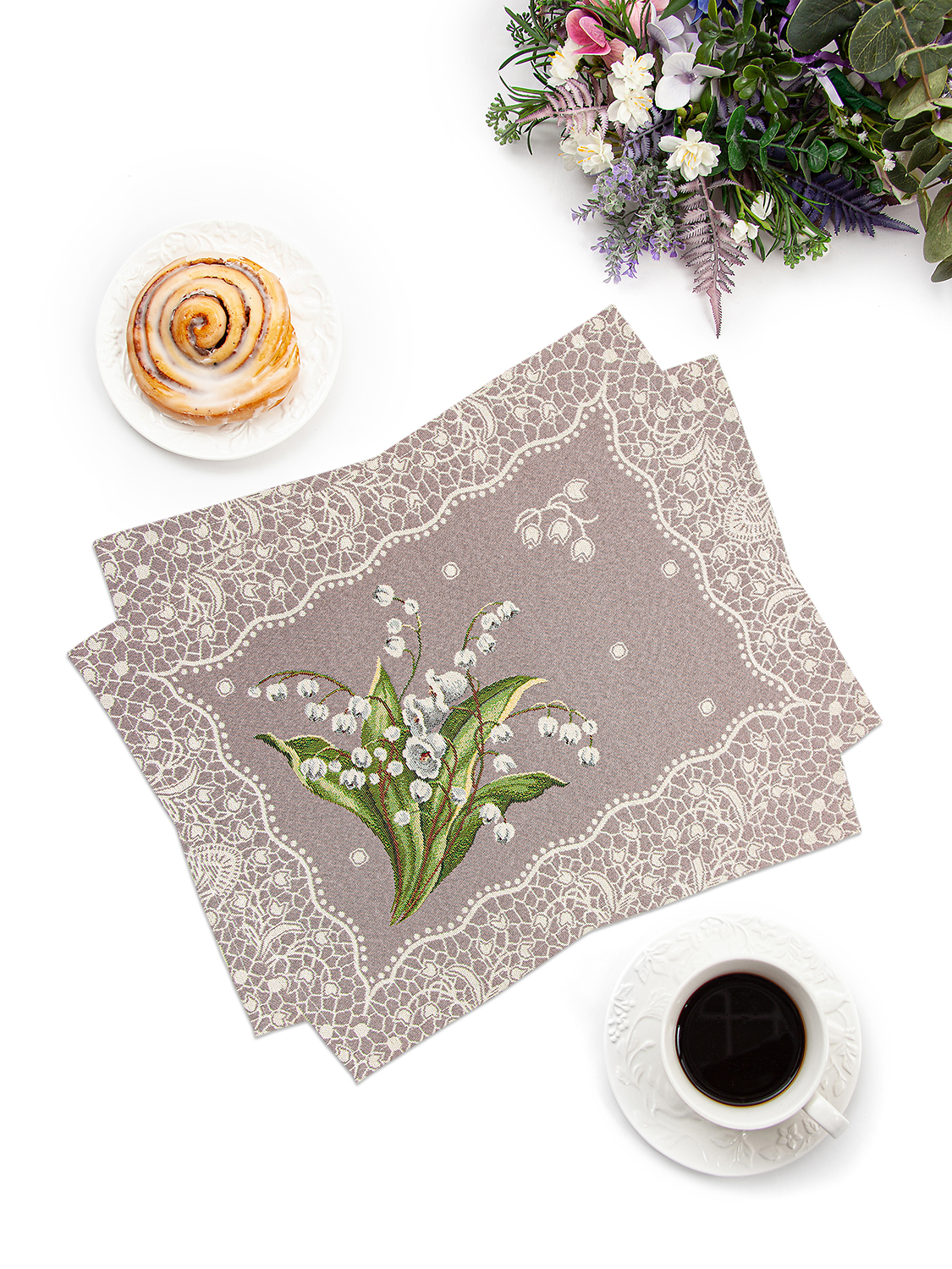Ландыши кружево Комплект салфеток 2шт 35х45 см 2104745