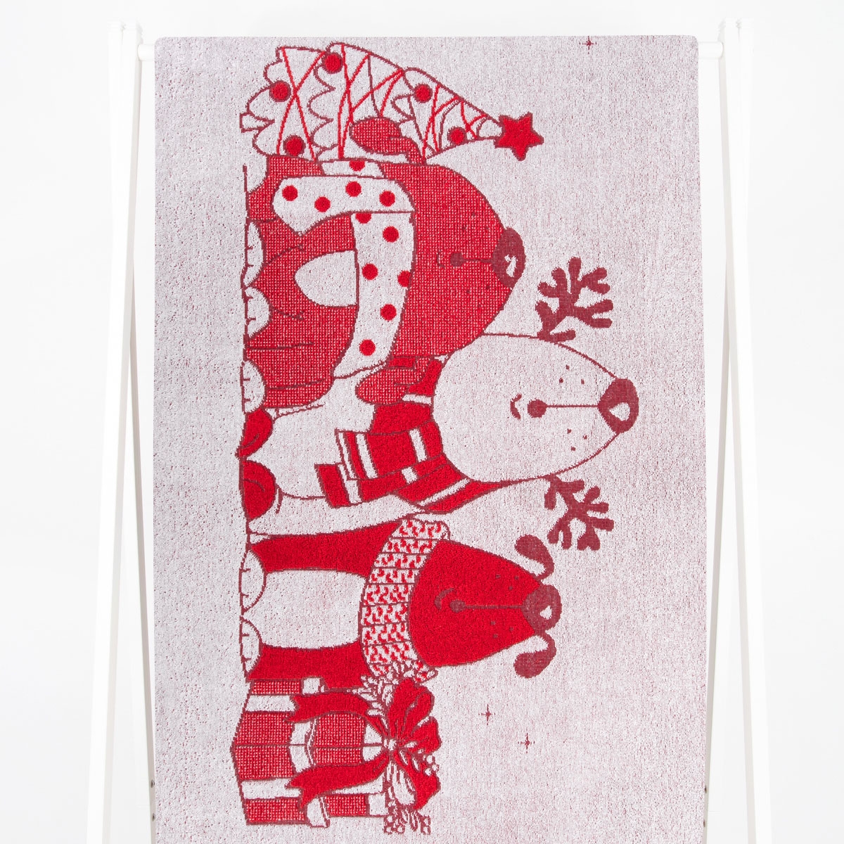 Полотенце махровое 6с102.411ж1 Новогодняя песнь (3-бело.кр) 67х150см