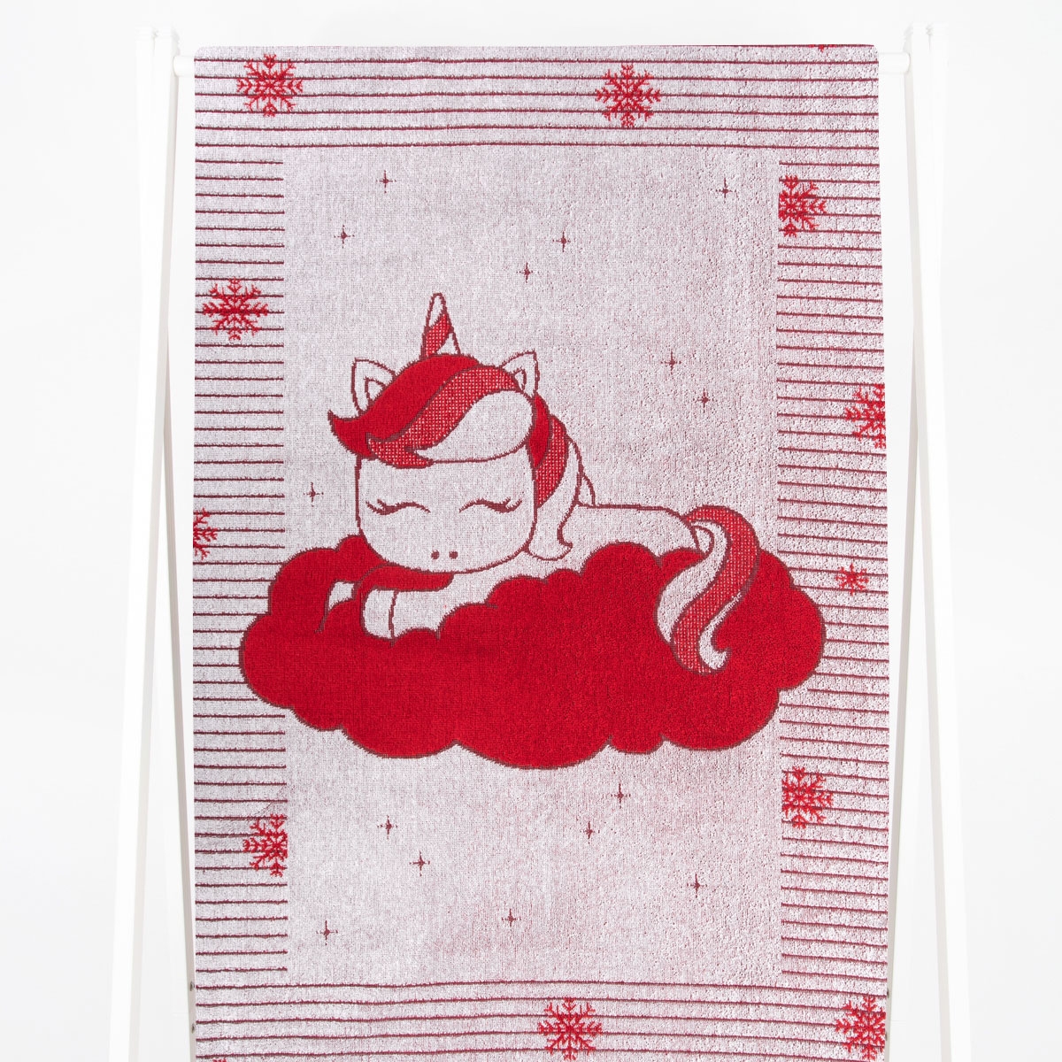 Полотенце махровое 6с102.411ж1 Единорог на облаке (3-бело-кр.) 67х150см