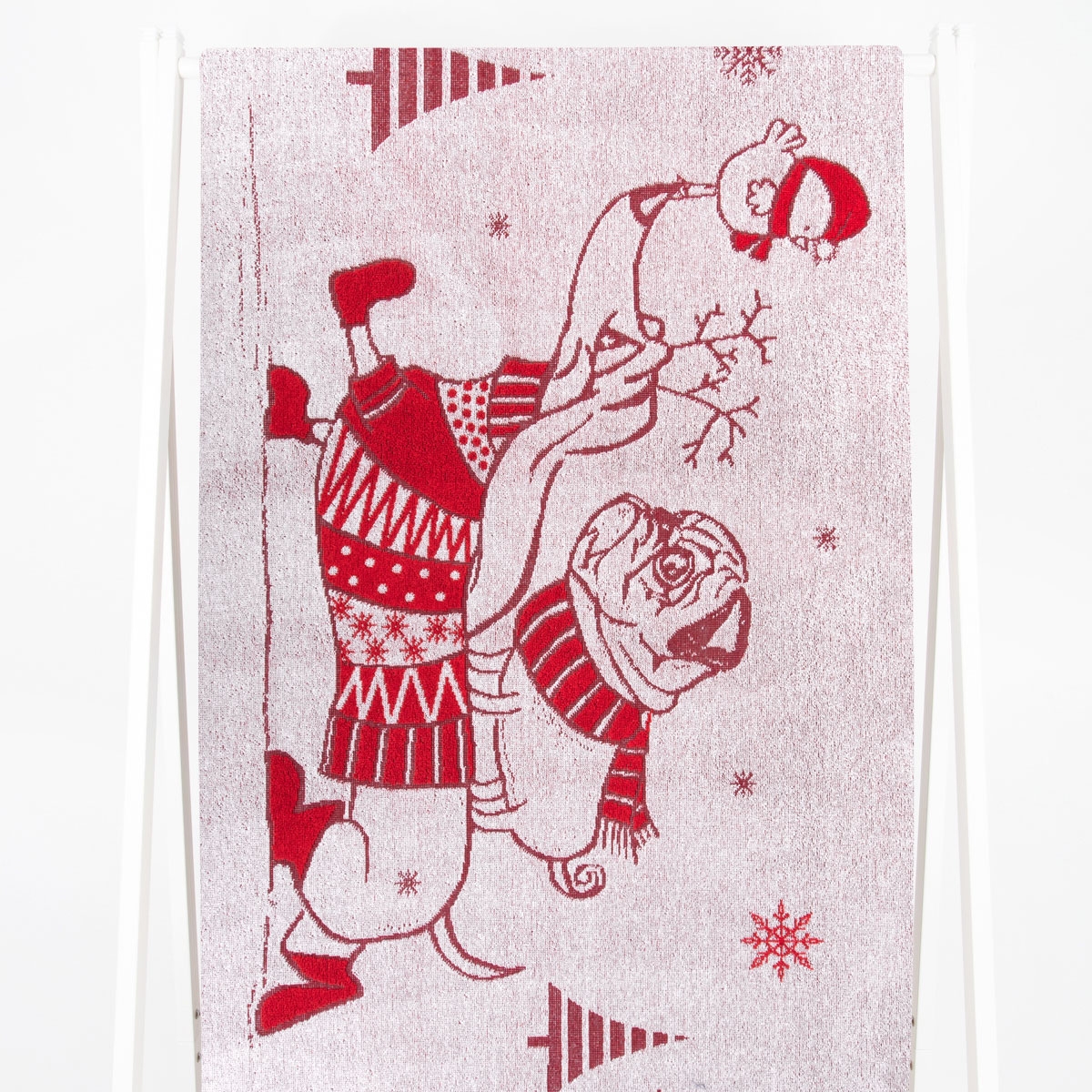 Полотенце махровое 6с102.411ж1 Зимняя прогулка (3-бело.кр) 67х150см