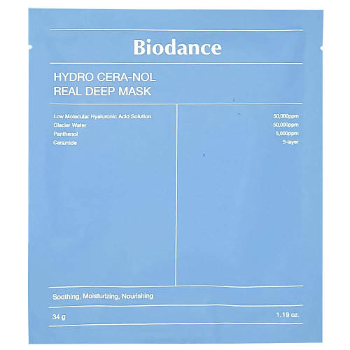 1_в наличии_BIODANCE HYDRO CERA-NOL REAL DEEP MASK Ночная гидрогелевая маска с церамидами против сухости 34гр*1шт