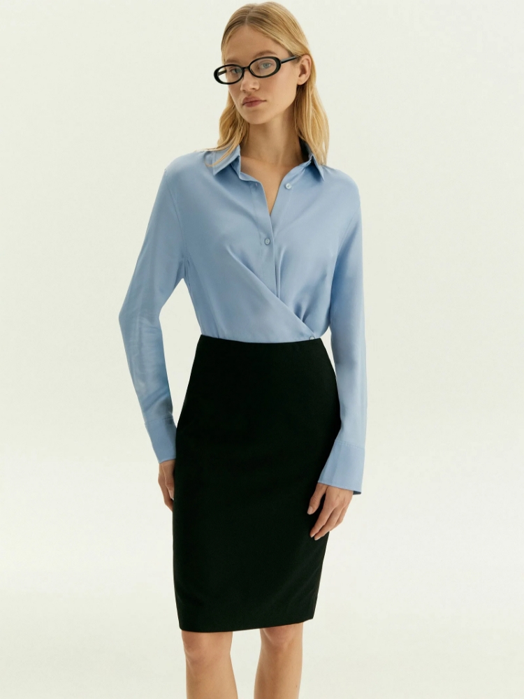 Юбка-карандаш миди из костюмной шерсти ,
44% полиэстер, 41% вискоза, 12% шерсть, 3% эластан ,