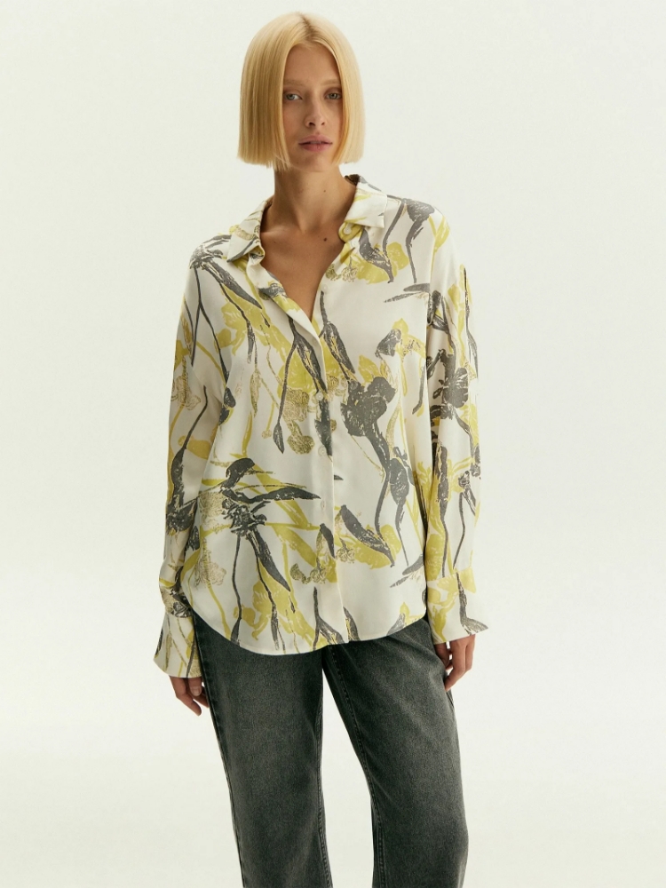 Рубашка с цветочным принтом из 100% вискозы ,
100% вискоза ,