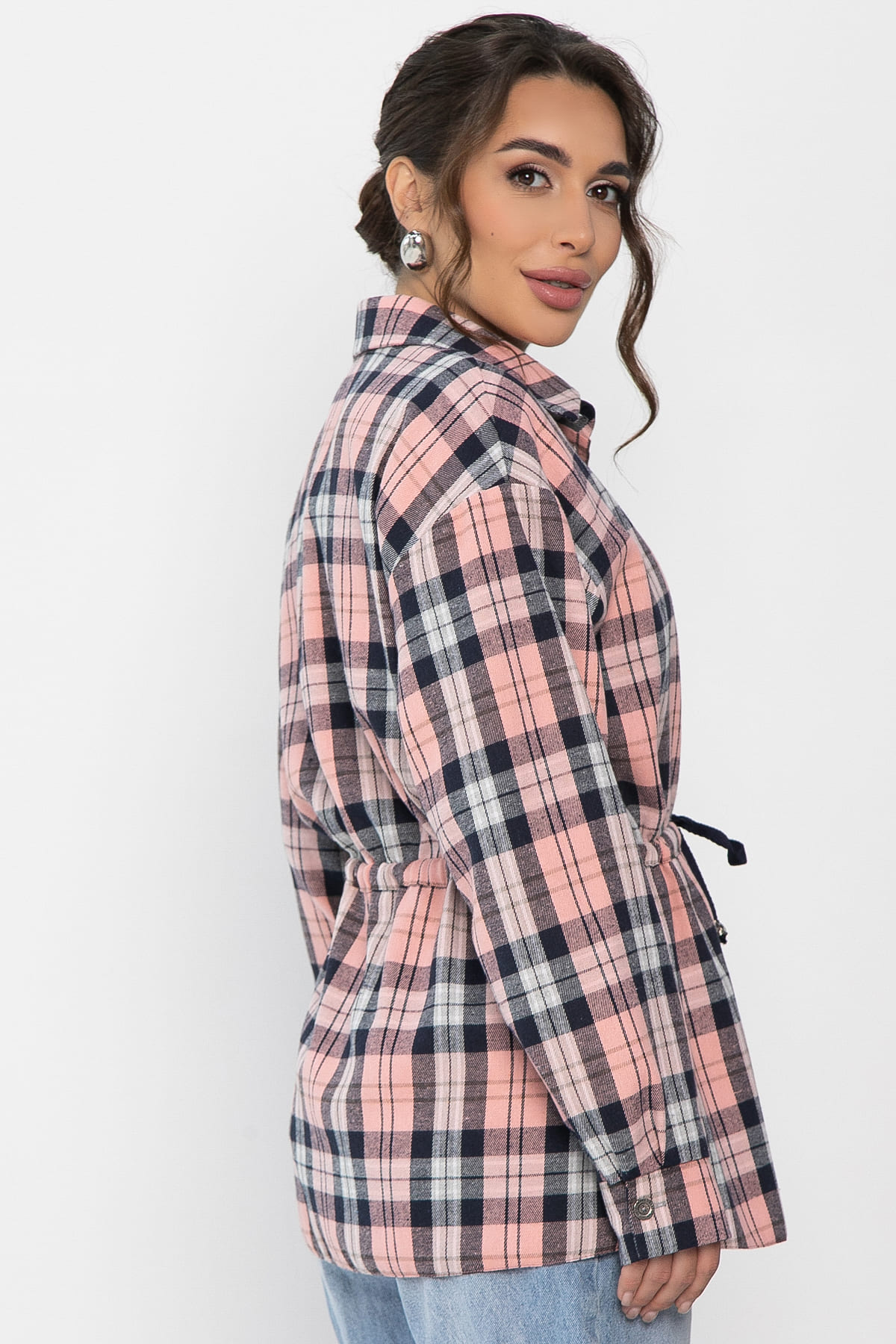 Рубашка хлопковая Джанет (персик/синий) Б14275-4М