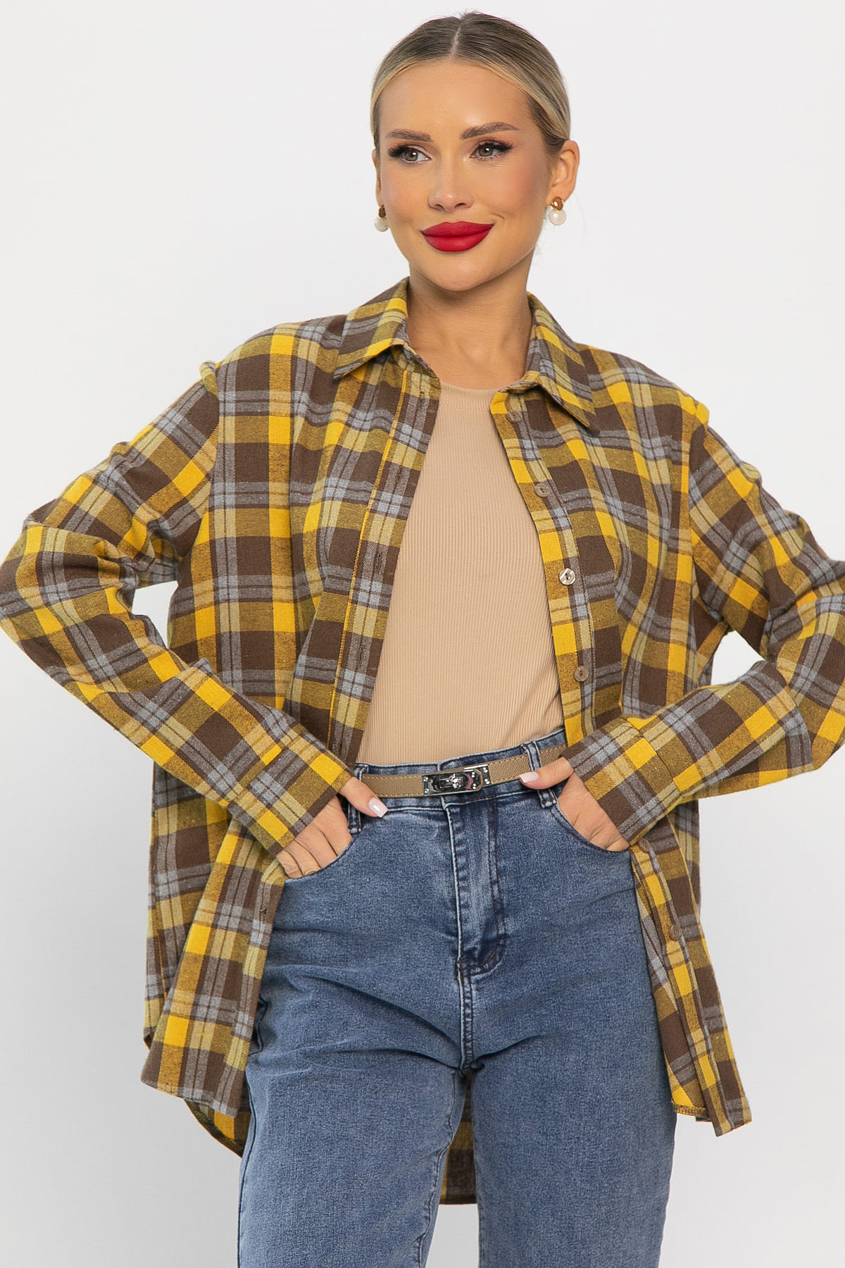 Рубашка Денни (желто-коричневая) Б14135-7М