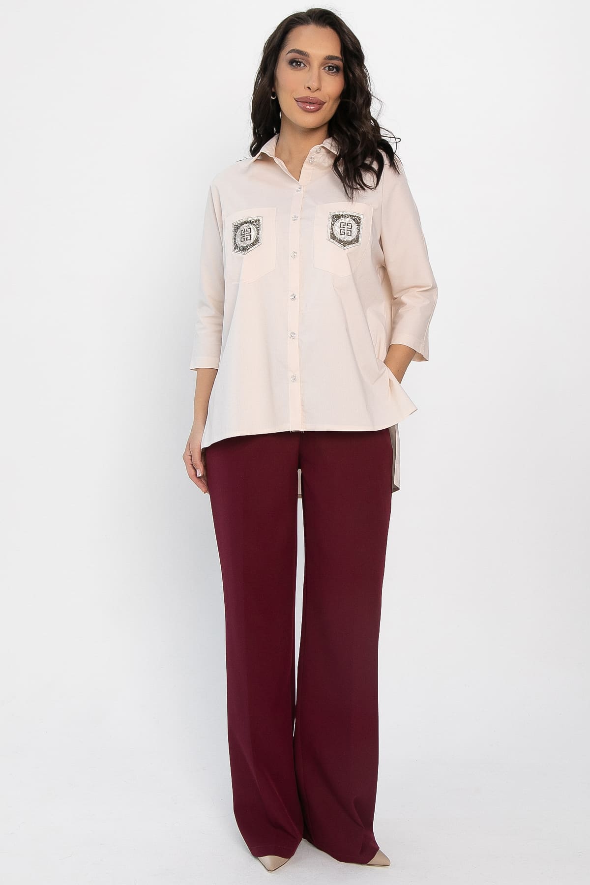 Рубашка с карманами Аристократка (бежевая) Б14357-10М