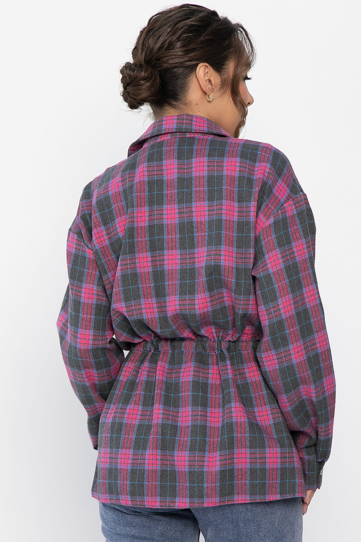 Рубашка хлопковая Джанет (розово-серая) Б14273-4М