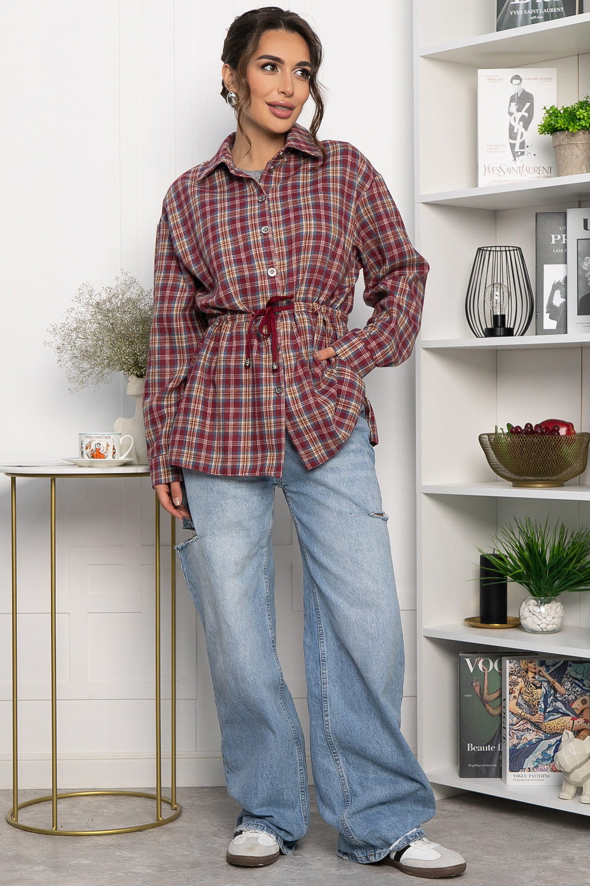 Рубашка хлопковая Джанет (винный) Б14274-4М