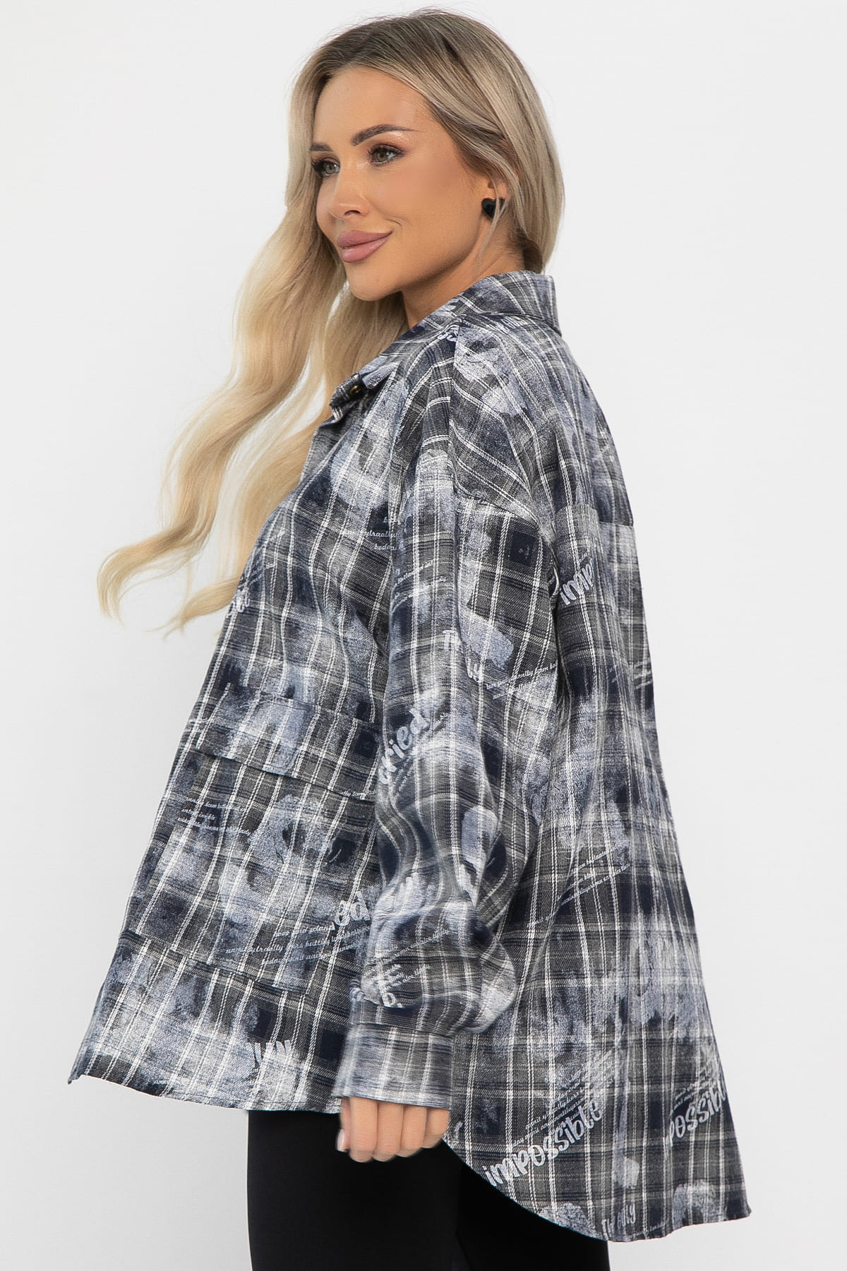 Рубашка хлопковая Шэрри (серо-синяя) Б14306-18М