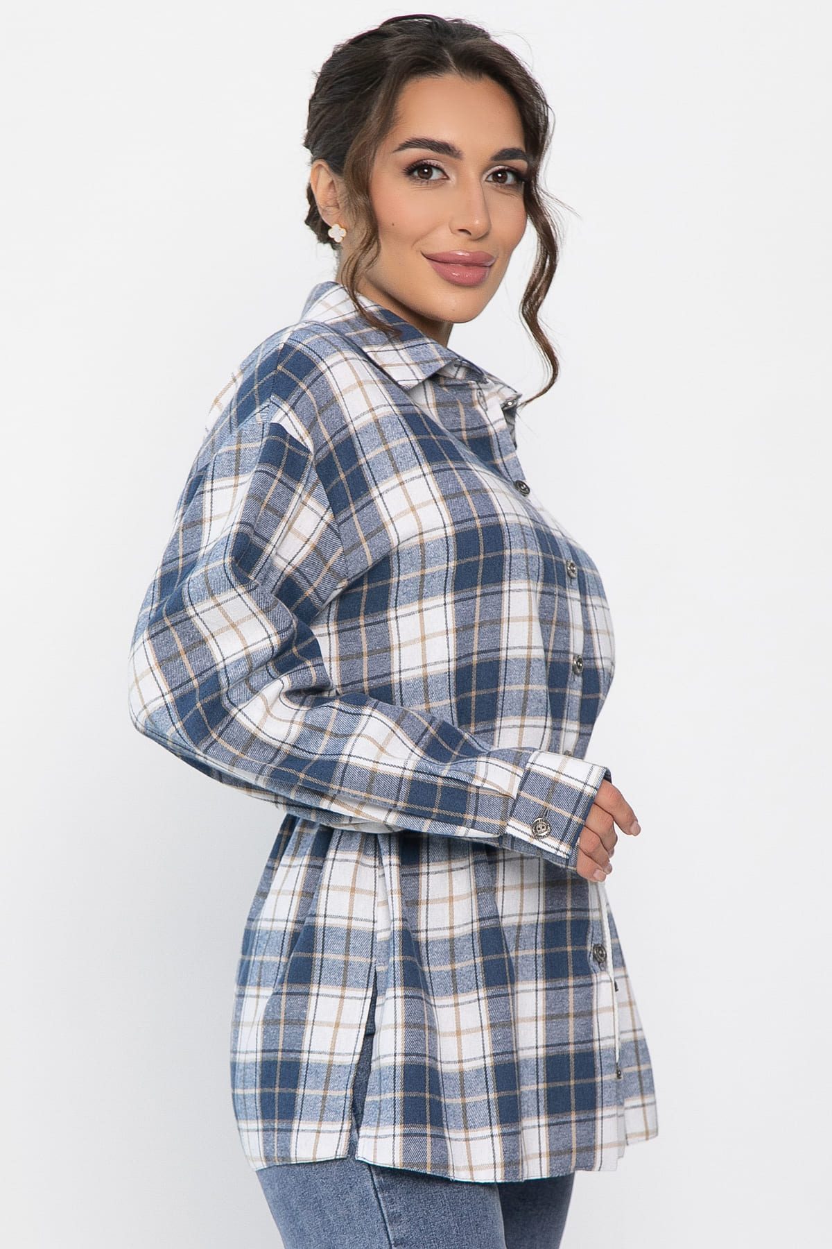 Рубашка хлопковая Джанет (сине-белая) Б14272-4М