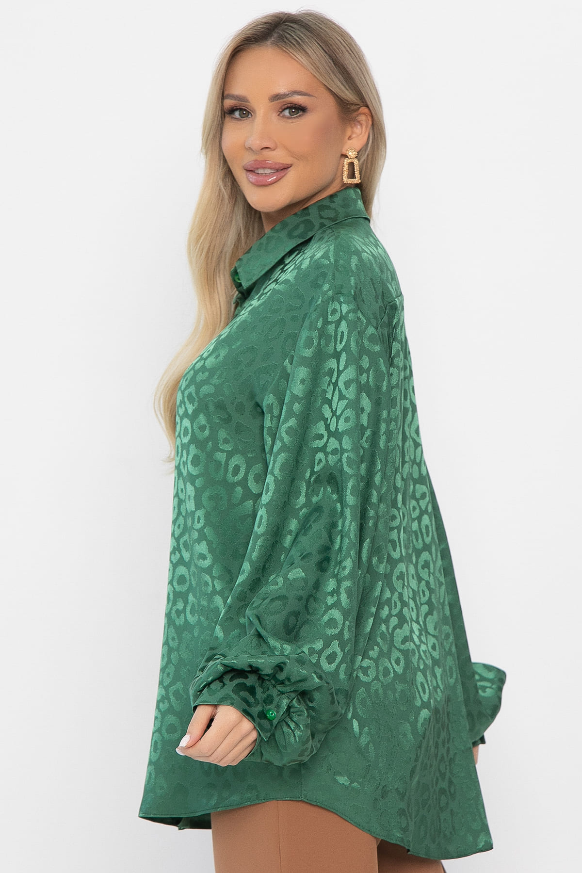 Рубашка атласная Все мысли о тебе (зеленая) Б14504-7М