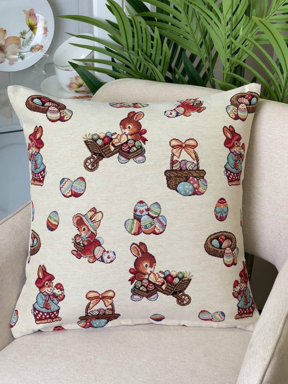 РАСПРОДАЖА Зайчики кролики Корзинка Наволочка 45х45 см 2413612