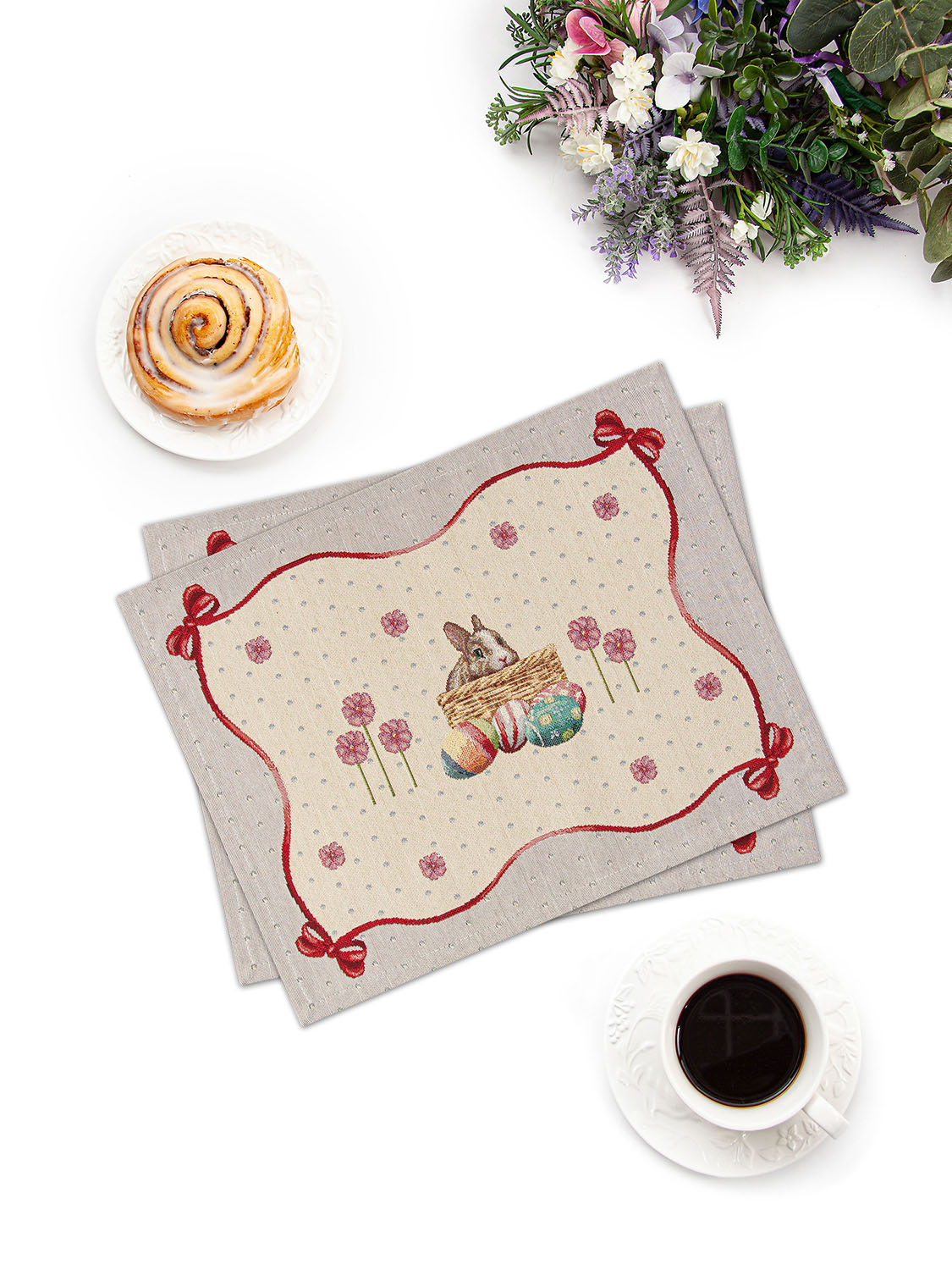 Пасхальный кролик Комплект салфеток 2шт 35х45 см 2105127 люрекс