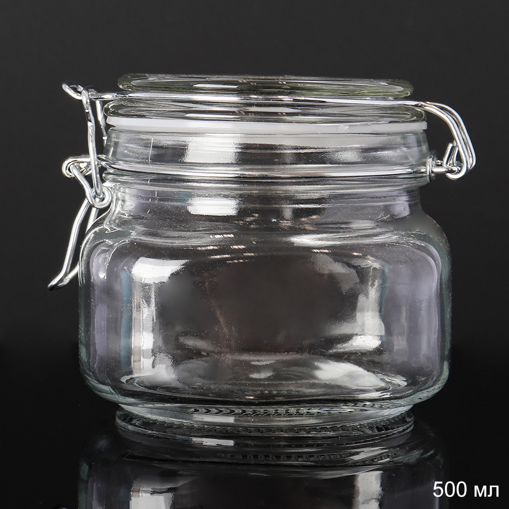 Банка для сыпучих c бугельным замком 500 мл / O801 /уп 36/
