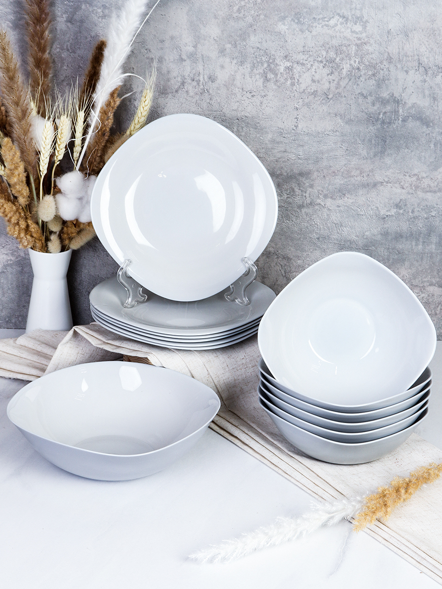 Столовый набор 13 предметов квадратный Серый цвет GR-SQ-13 85759 (уп 4)