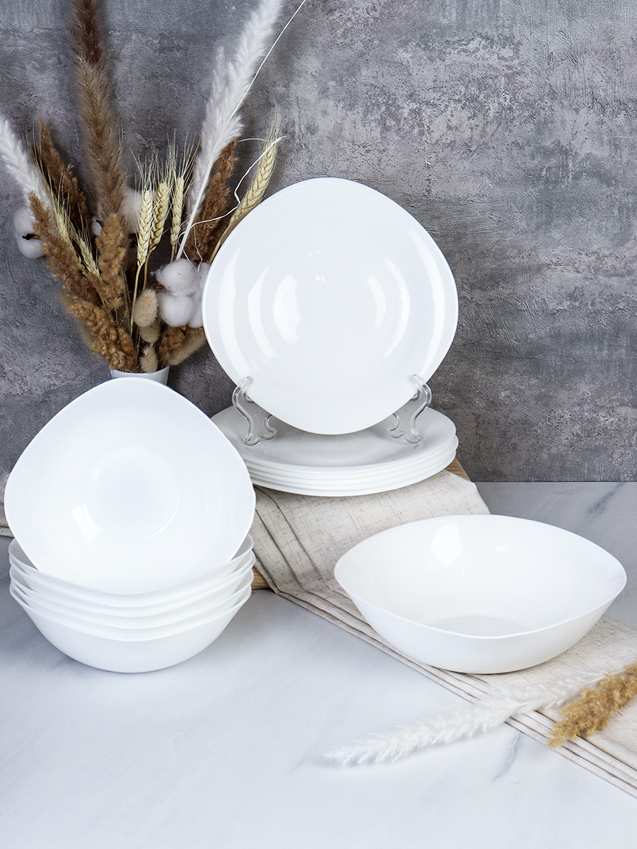 Столовый набор 13 предметов квадратный Sq13 857595 (WHITE) (уп 2) большая суповая тарелка