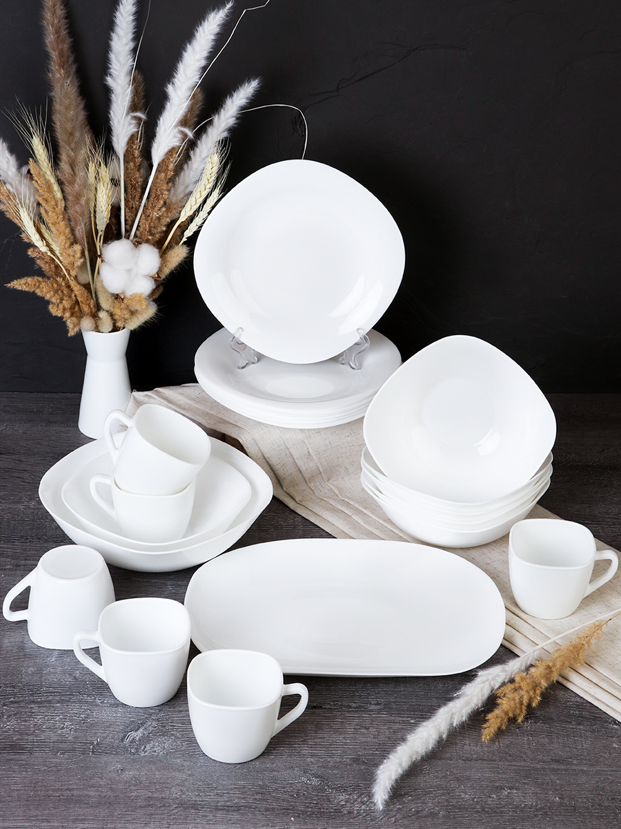 Столовый набор 20 предметов квадратный с кружками БИГ / SQ-14/8575912 (WHITE)