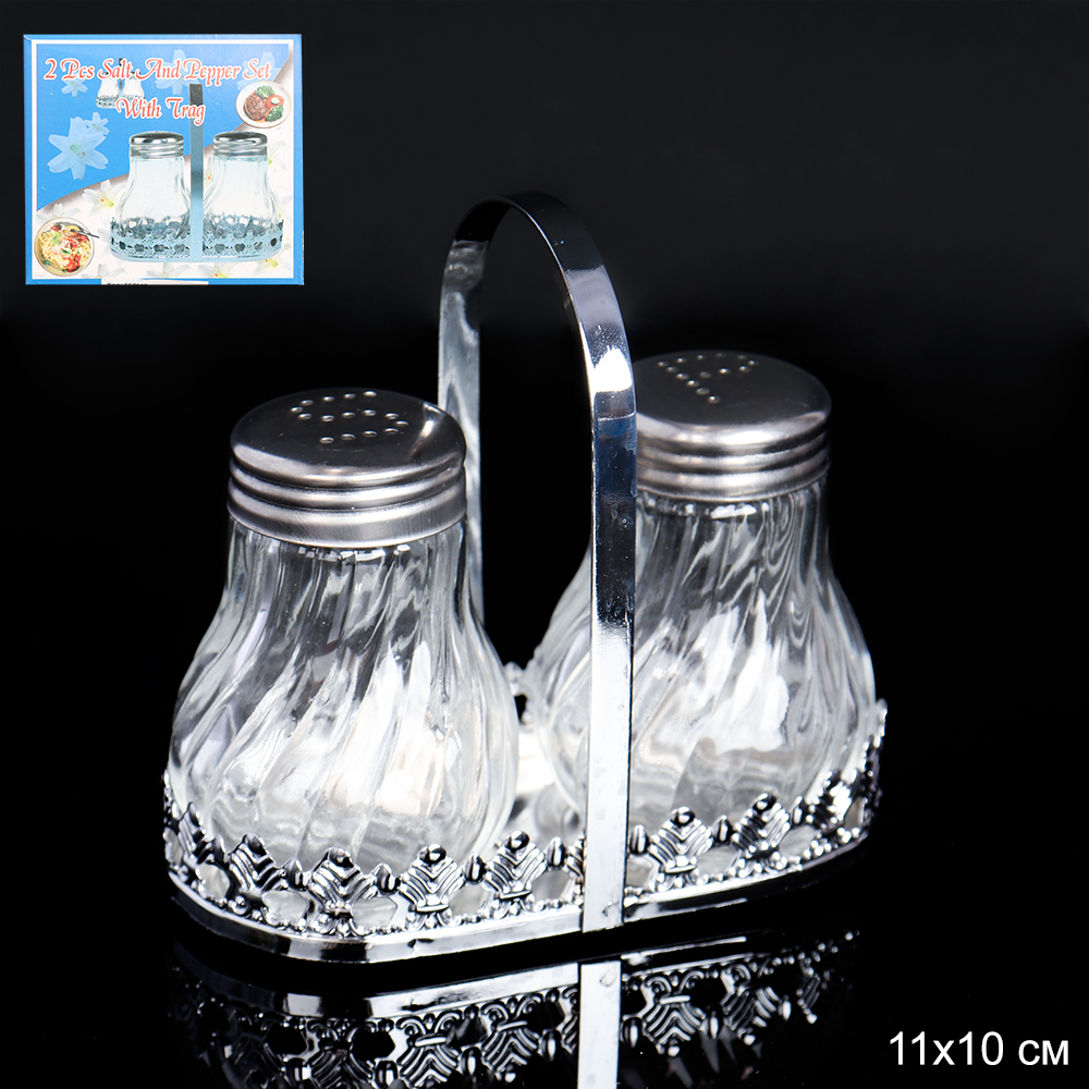 Набор для специй 2 предмета на металл подставке / BBA2 /уп 96/ НЕРЖ