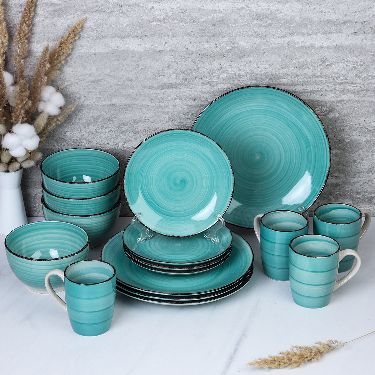 Столовый набор 16 предметов / 16/ W006 /уп 2/ Бирюза АКЦИЯ