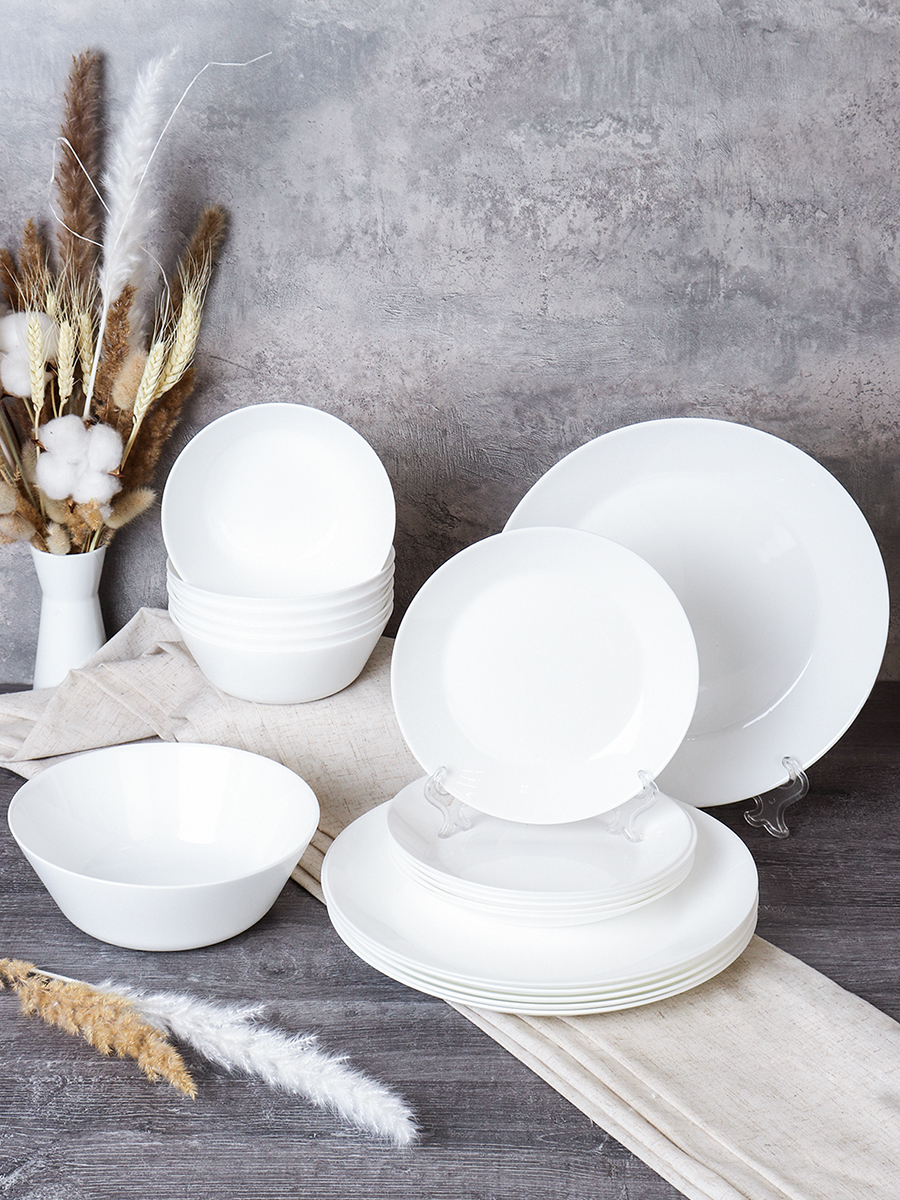 Столовый набор 19 предметов Евро белый NN19-0T White (уп 2-4) большая обеденная