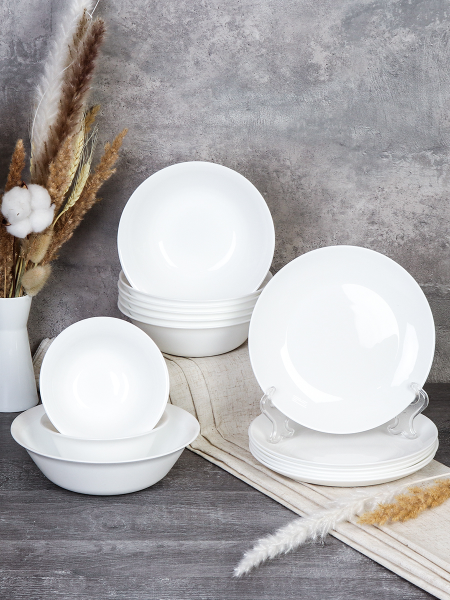 Столовый набор 15 предметов Глэйд белый с 2 салатниками 300 мл 14 FLYGP756575 (WHITE)