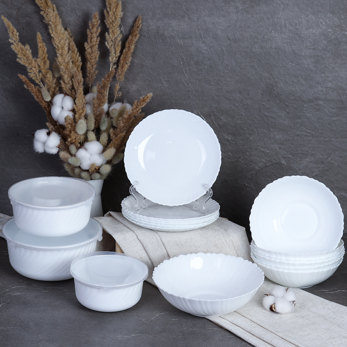 Столовый набор 16 предметов Классика с салатниками 13/7578 (WHITE)