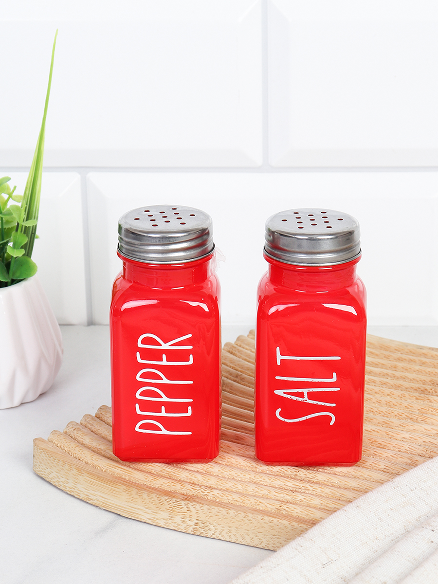 Набор для специй 2 предмета / NSR-046 /уп 100/ Стекло/ Красный