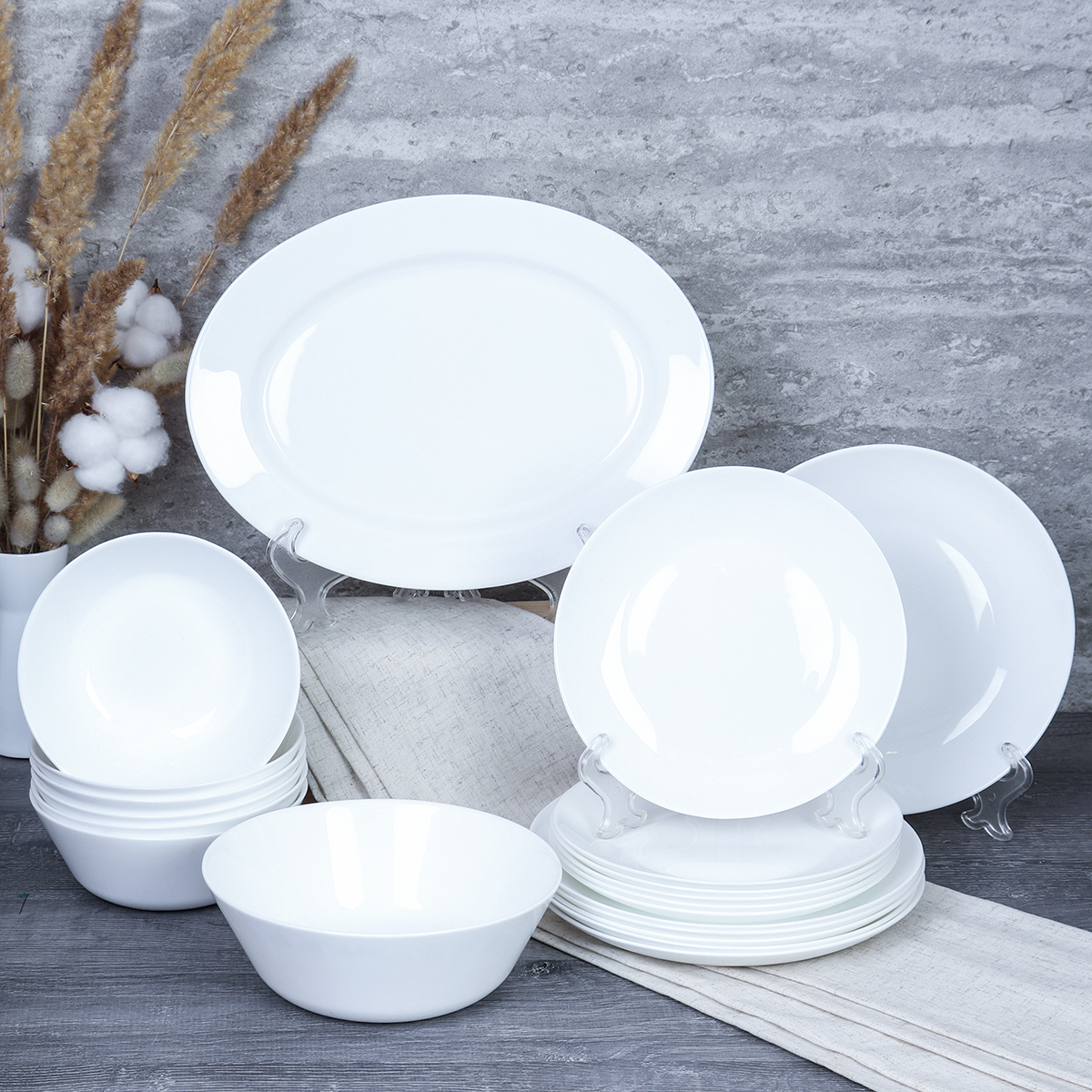 Столовый набор 20 предметов Дэй белый с блюдом / FLYGP20/8575675120 (WHITE) /уп 2/ Обеденная тарелка 21.5 см