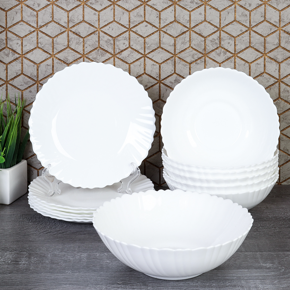 Столовый набор 13 предметов Классика белый 13 FLXP7578 (WHITE) (уп 4)