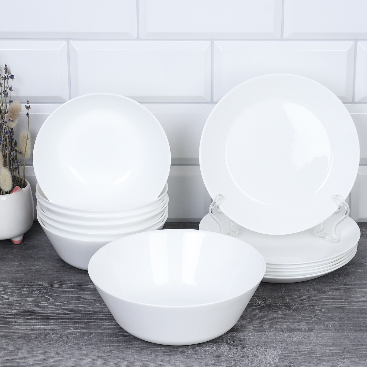 Столовый набор 13 предметов Евро белый FLMLQP13 75675 (WHITE) (уп 4)