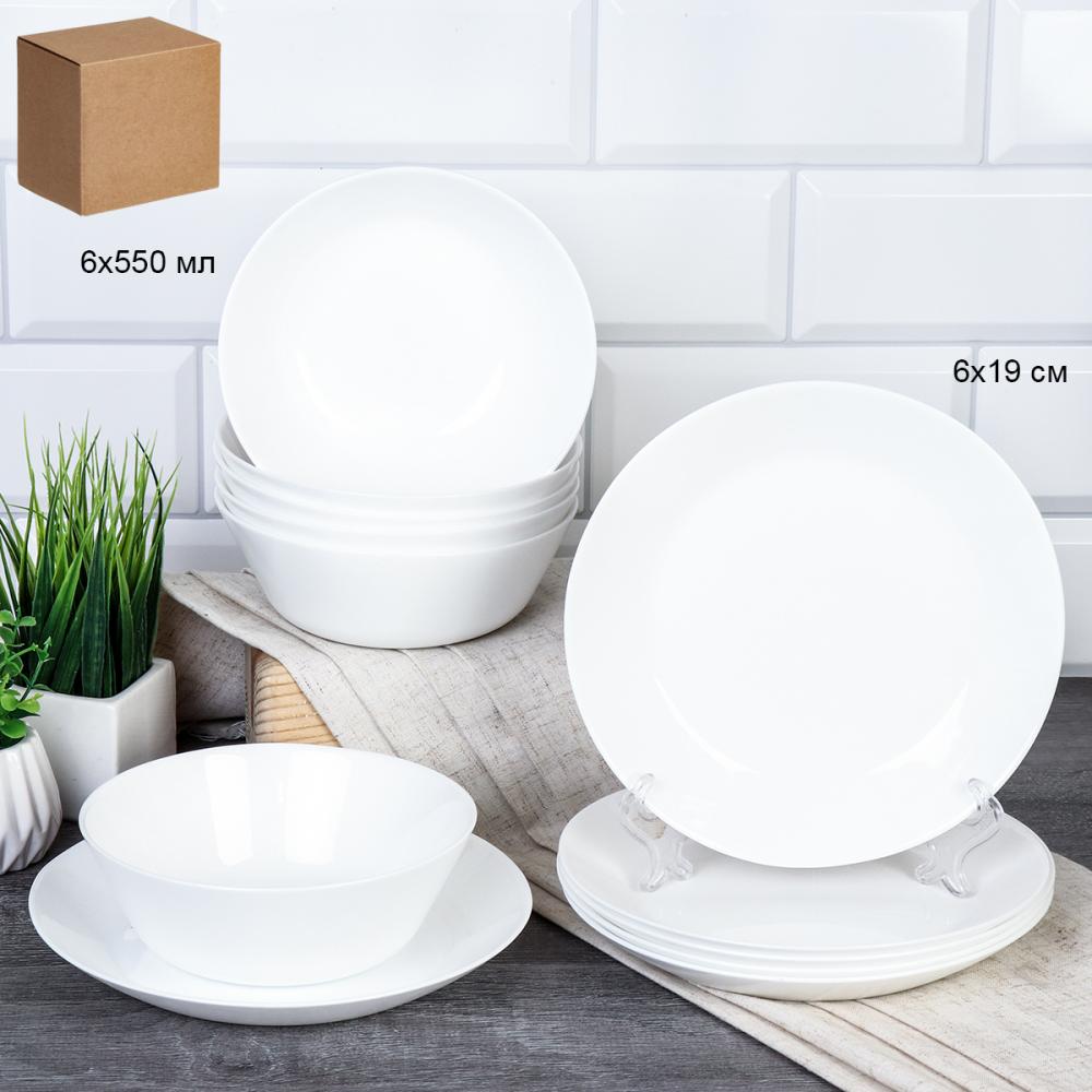 Столовый набор 12 предметов Евро белый 12FLML756 (WHITE) (уп 4)