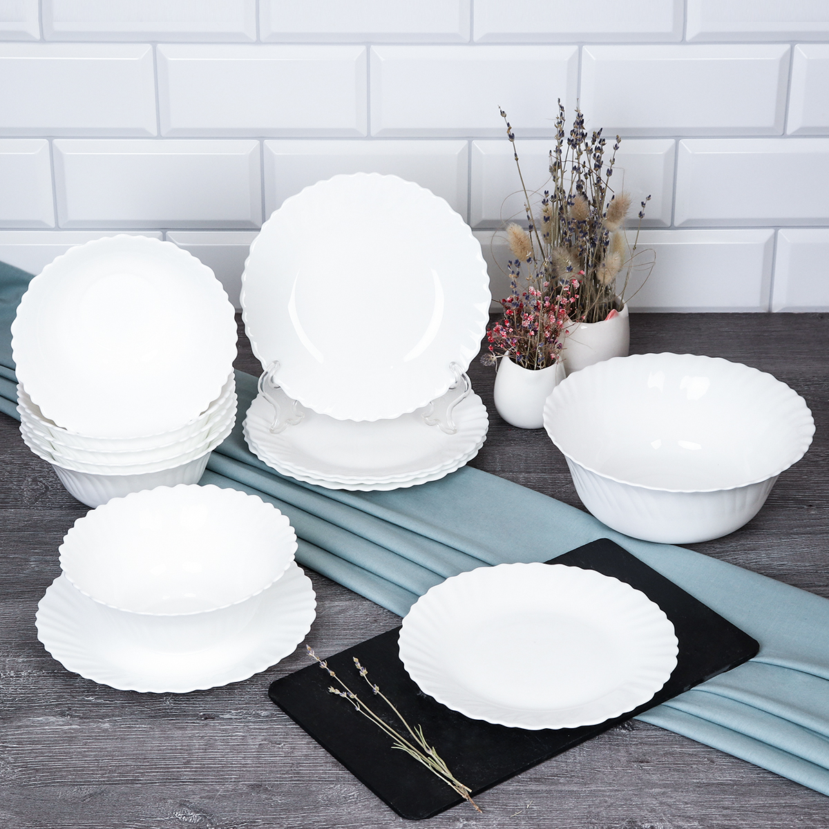 Столовый набор 13 предметов Тюльпан белый L 13 LHK680 (WHITE) (уп 2)