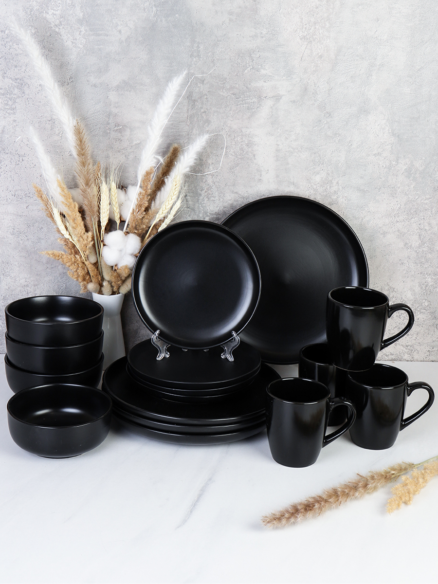 Столовый набор 16 предметов black / 16/3500 /уп 2/ Чёрный АКЦИЯ