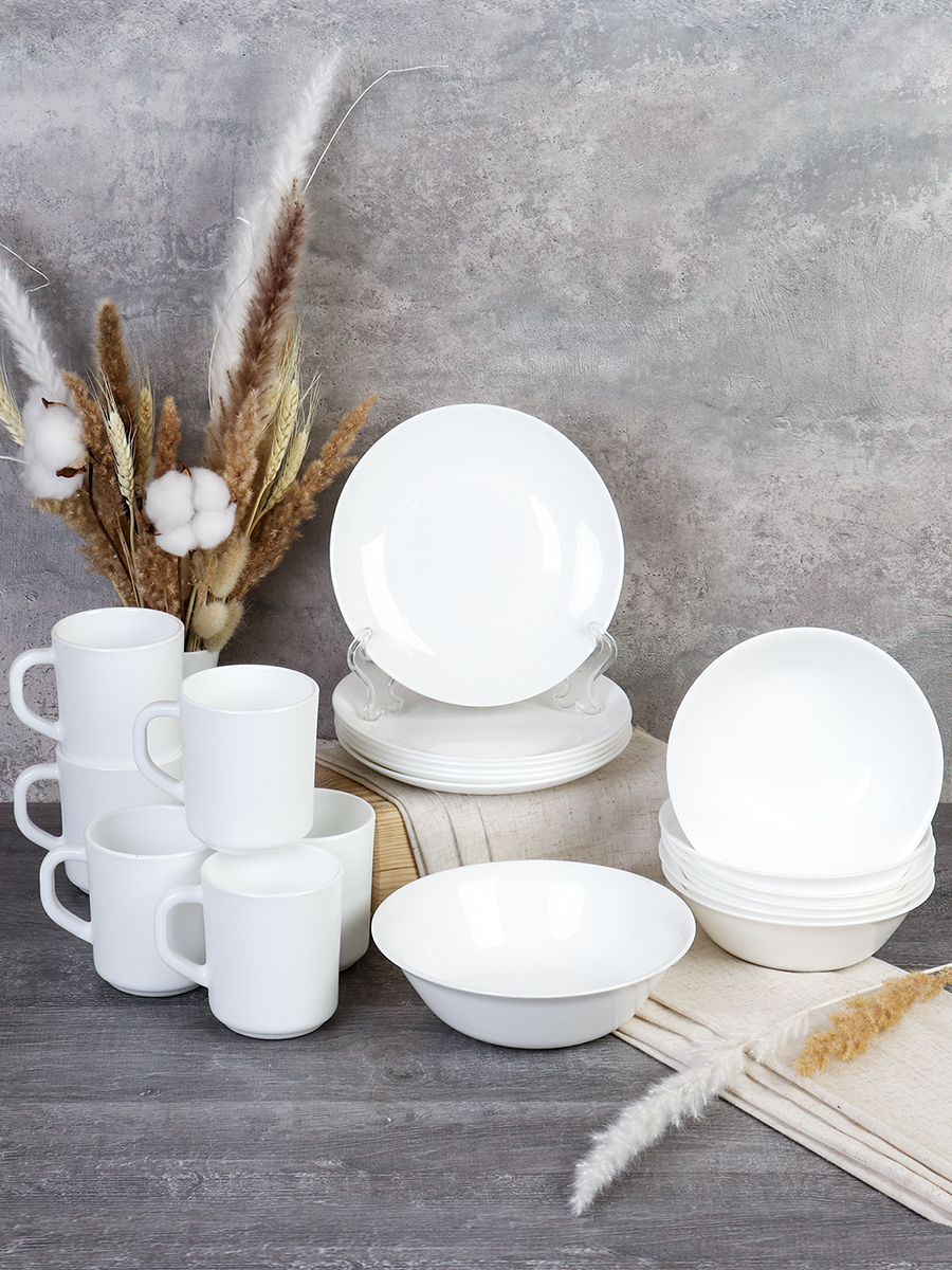 Столовый набор 19 предметов с кружками Глэйд белый 14 FLYGP756575 (WHITE) (уп 4) АКЦИЯ