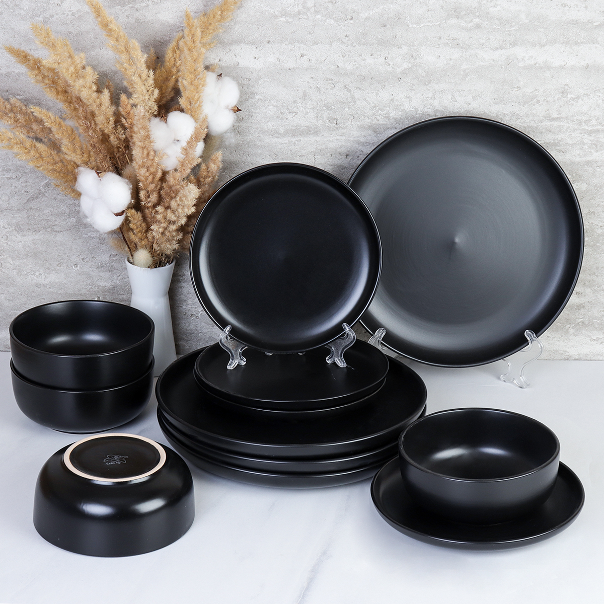 Столовый набор 12 предметов black / 12/3500 /уп 2/ С АКЦИЯ