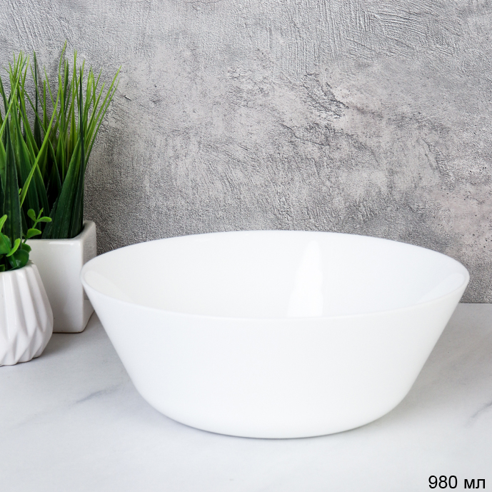 Тарелка глубокая суповая Богатырь 980 мл 190 мм Евро белый NNW75T(WHITE) /уп 48/ 730603