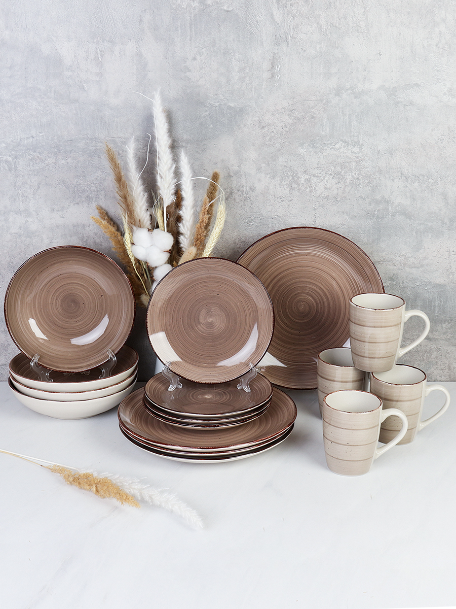 Столовый набор 16 предметов Крапинка какао / WHP24-0120B /уп 2/ АКЦИЯ