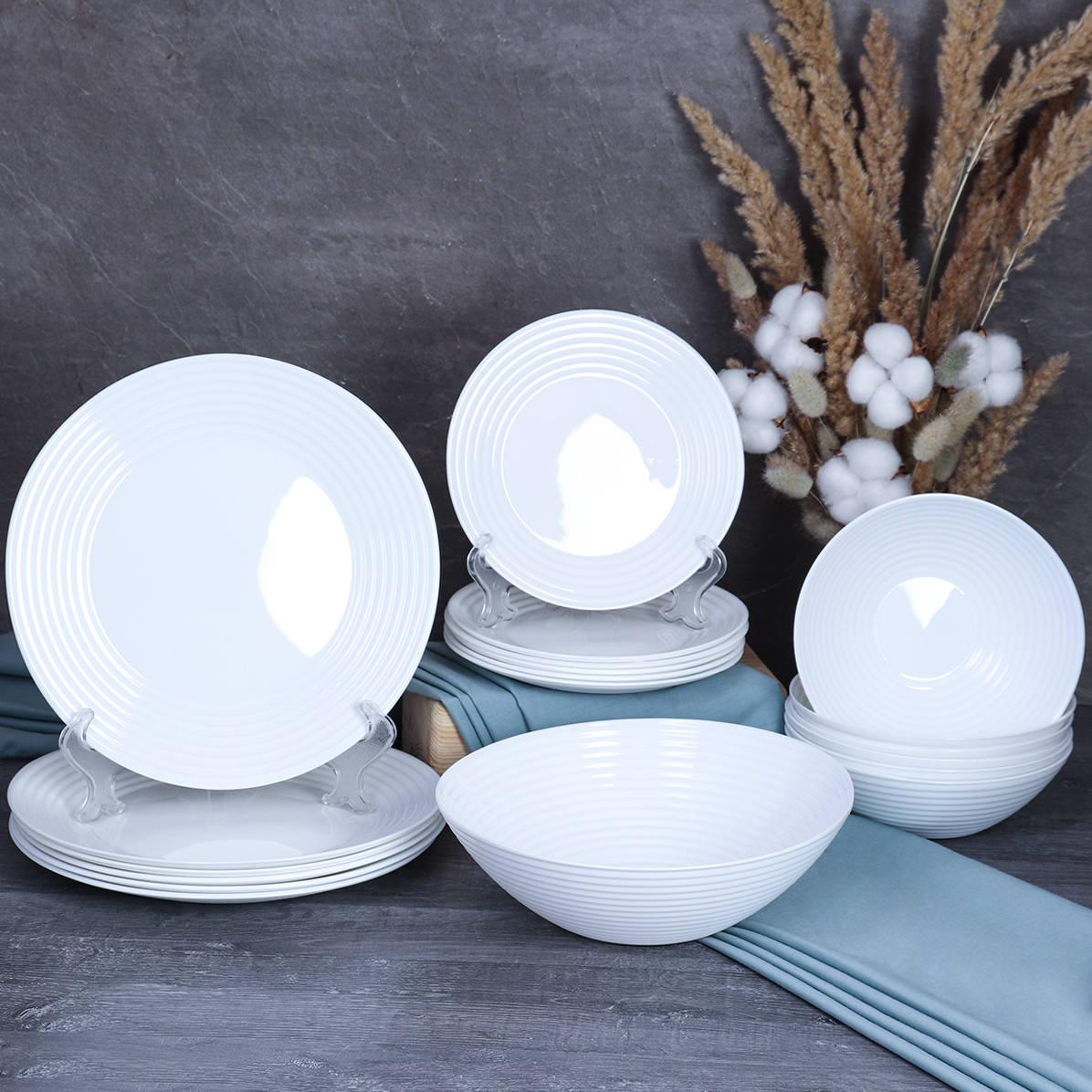 Столовый набор 19 предметов Риф белый / W-19/751027001800 (WHITE) /уп 2/