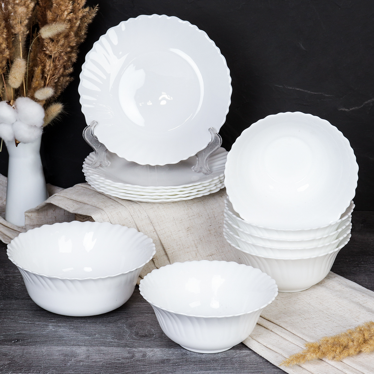 Столовый набор 13 предметов Тюльпан белый Смол 13 LXP75 (WHITE) (уп 4)