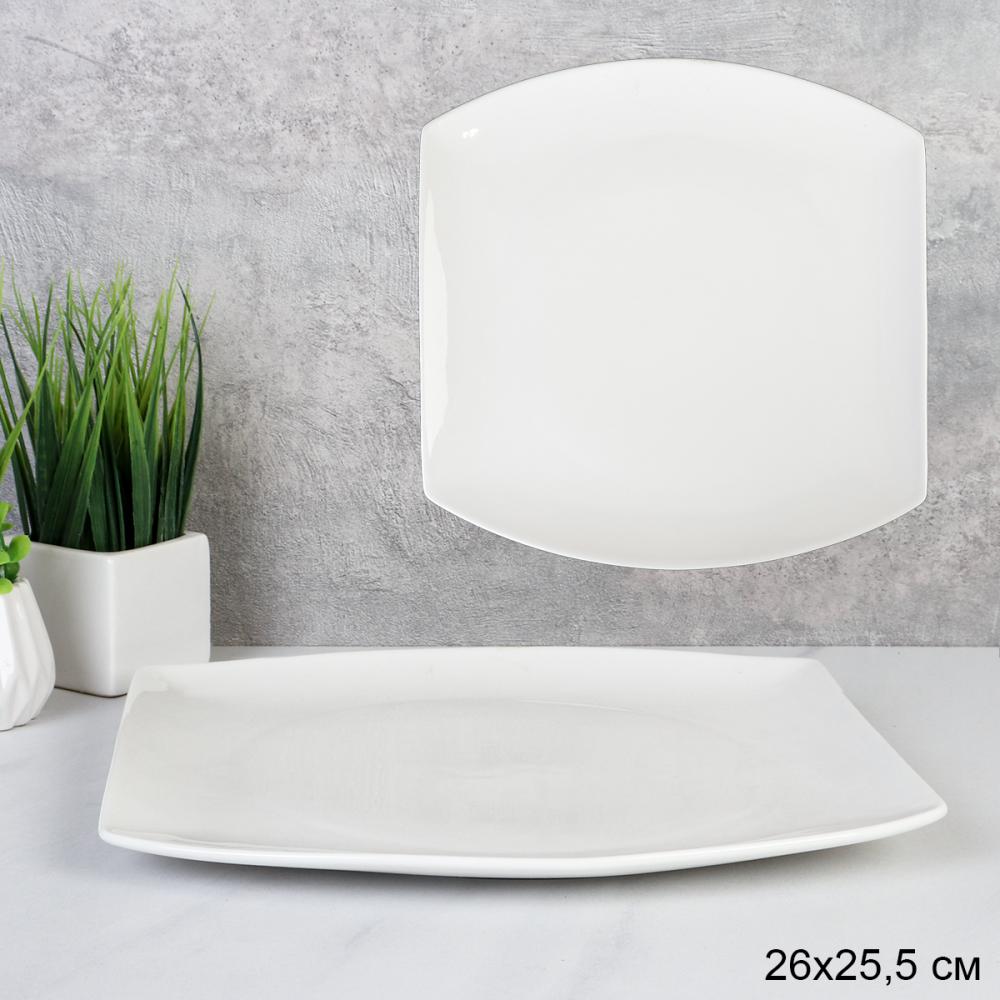 Тарелка квадратная 25 см / AD-117 /уп 26/уп 10/ белая