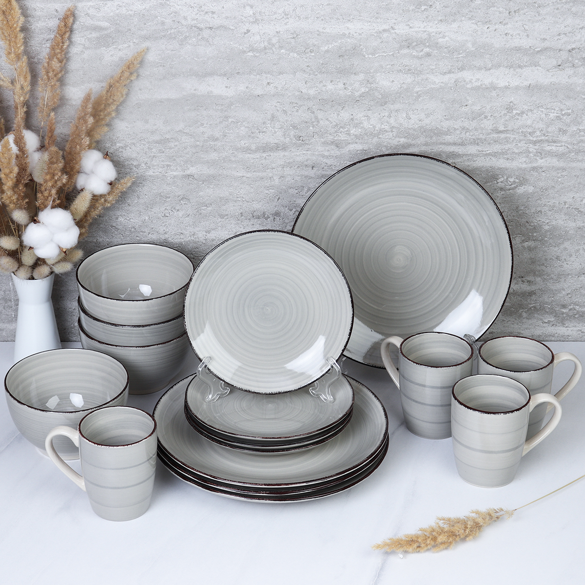 Столовый набор 16 предметов / 16/ W007 /уп 2/ Серый АКЦИЯ