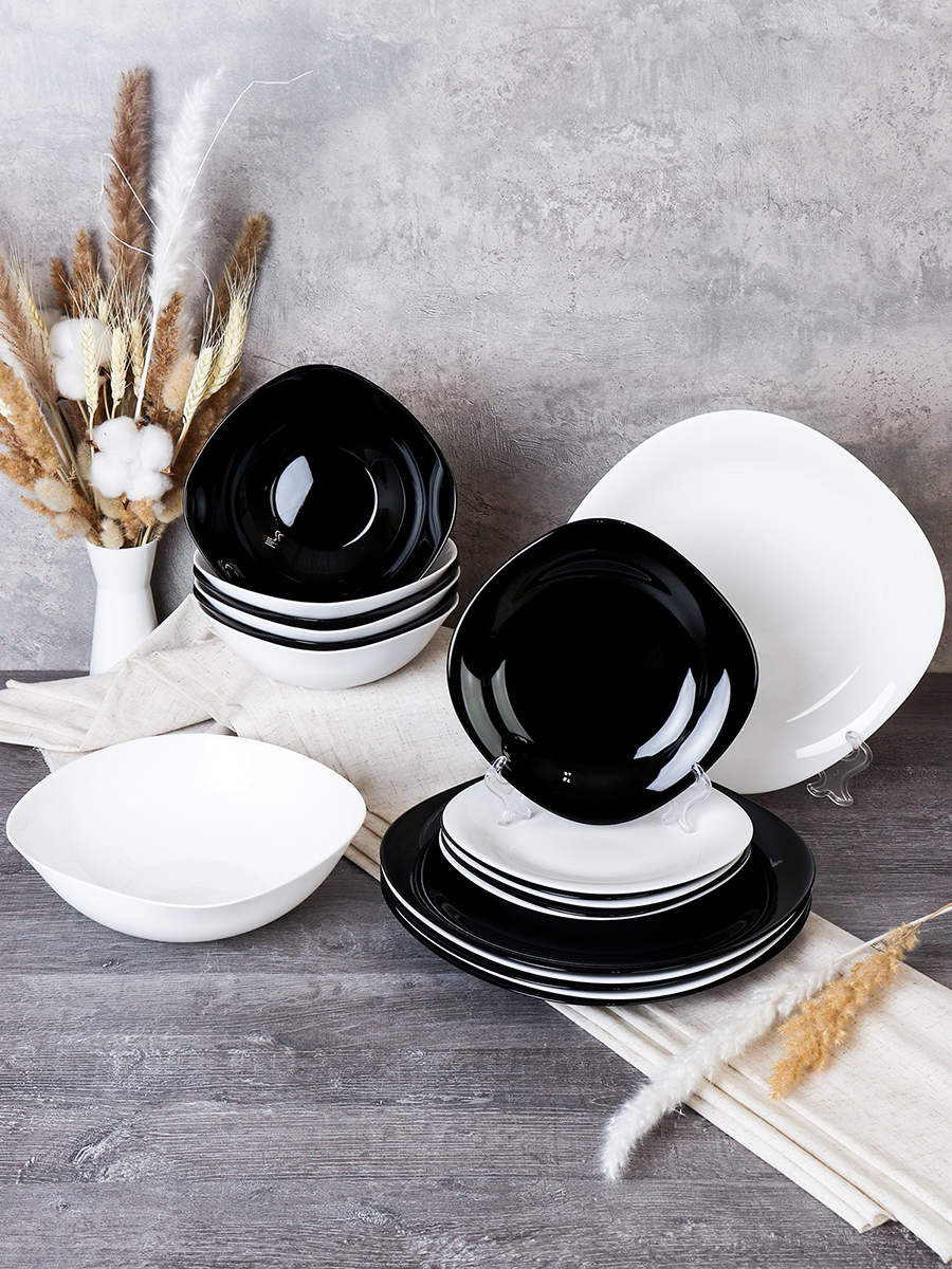 Столовый набор 19 предметов квадратный Черно-белый NF19GT-11080759 (BLACK&WHITE) уп 2